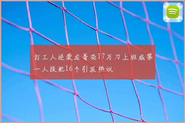 打工人逆袭龙哥花17万刀上班成第一人技犯16个引发热议